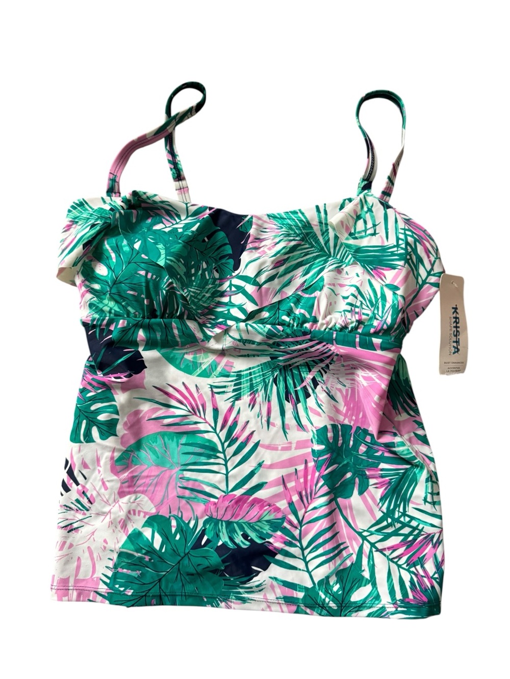 Krista Shape Solution Tankini Top Size M Tropical Print Bust Enhancer NWT